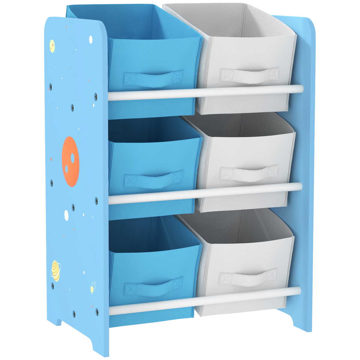 AIYPLAY Estante para Brinquedos com 6 Caixas de Tecido não Tecido Amovíveis Organizador de Brinquedos para Dormitório Escola Infantil 43x30x60 cm Azul — foto 1