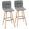 Conjunto de 2 Bancos de Bar Bancos Altos de Cozinha com Encosto Apoio para Pés Estilo Moderno Cadeiras Altas para Sala de Jantar 41,5x47x97,5 cm Cinzento — foto 1