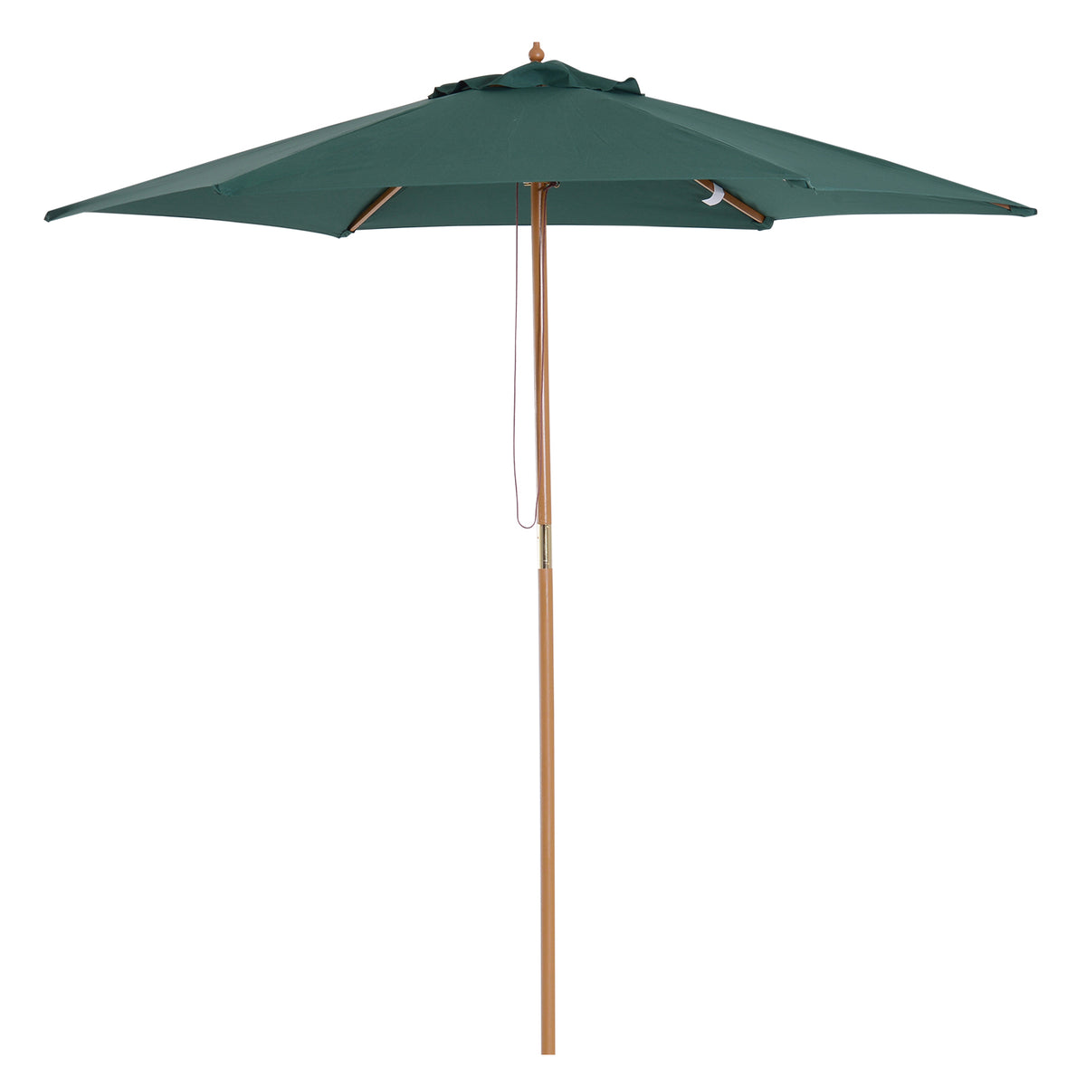 Chapéu de Sol Ø250x230cm Chapéu de Sol com Mastro de Madeira com 6 Hastes Sistema de Polia com Fixação para Jardim Pátio Terraço Verde — foto 1