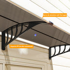 Marquise de Proteção 200x96 cm Marquise Exterior para Portas e Janelas contra o Sol e Chuva com Suporte de PP Policarbonato Marrom — foto 8