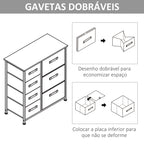 Cómoda com 7 Gavetas de Tecido Cómoda de Armazenamento Multifuncional para Dormitório Sala de Estar Corredor 63,5x30x71cm Cinza — foto 7