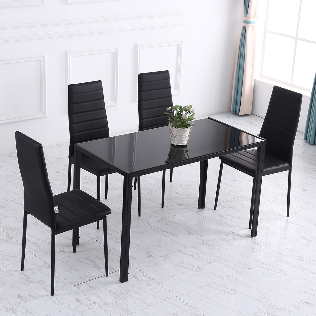 Mesa Sala de Jantar de Cristal Mesa Retangular para 4-6 pessoas com Pés de Metal Multifuncional para Cozinha 120x60x75 cm Preto — foto 7