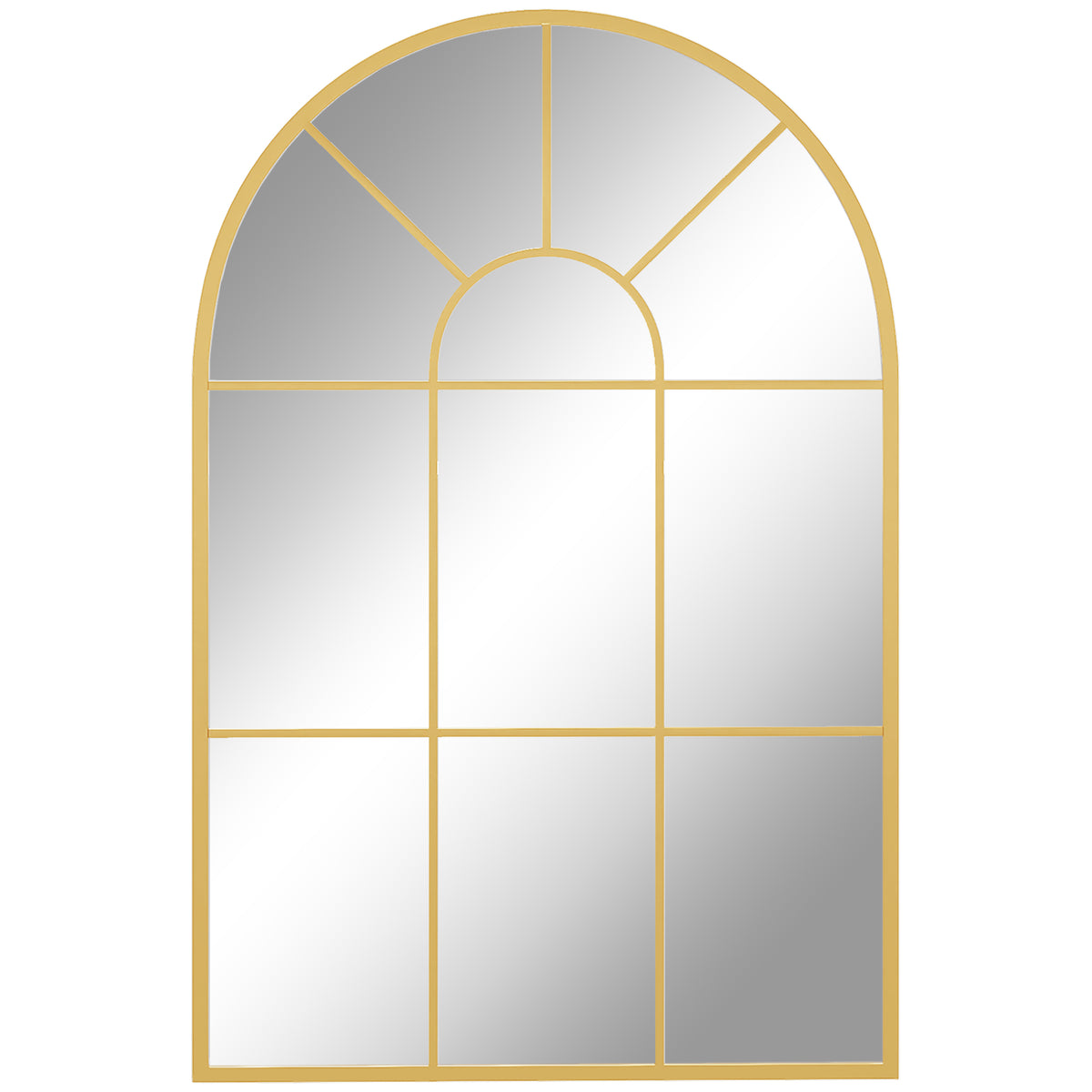 Espelho Decorativo de Parede 60x91 cm Espelho em Forma de Arco de Metal para Sala de Estar Dormitório Entrada Estilo Moderno Dourado — foto 1