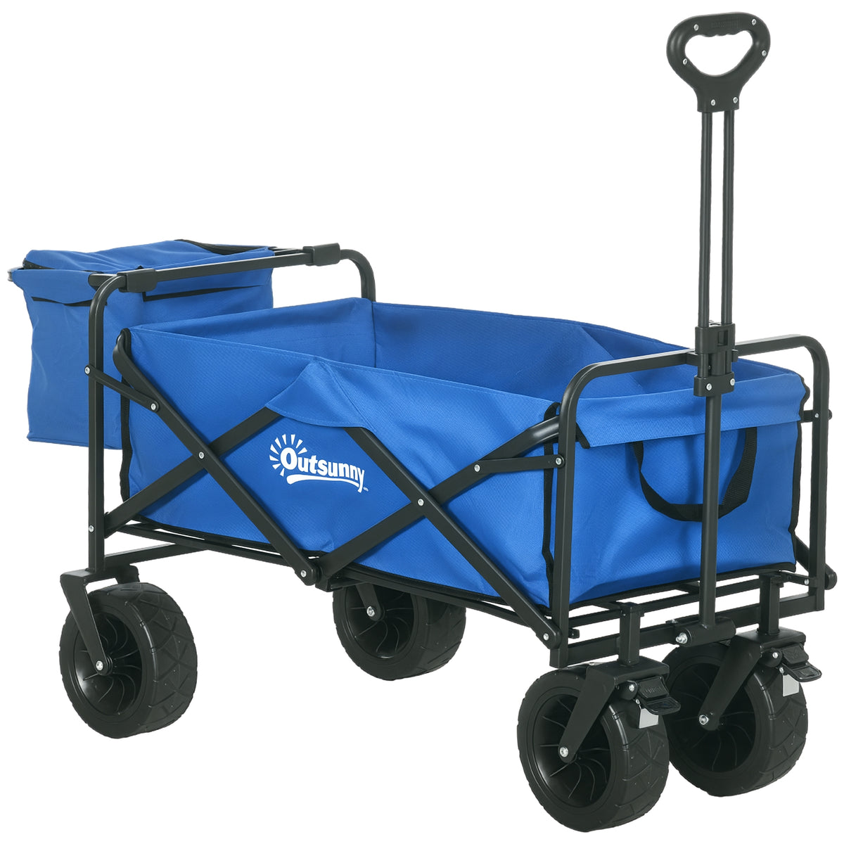 Carrinho de Transporte com Bolsa Térmica Removível Carrinho Dobrável com Alça Ajustável e Bolsa de Transporte Capacidade 100 kg para Campismo Praia 113x57x77-100 cm Azul — foto 1