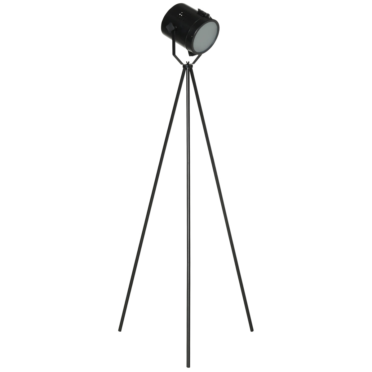 Candeeiro de Pé com Tripé de Metal Suporte para Lâmpada E27 Máx. 25W IP20 Ecrã Ajustável Interruptor de Pé Candeeiro de Pé para Sala de Estar Dormitório Escritório Ø58x136cm Preto — foto 1