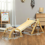 Triângulo de Escalada de Madeira 5 em 1 Escada para Crianças de 18-48 Meses com Rampa e Arco de Escalada para Deslizar ou Escalar 178x64,5x63 cm Madeira — foto 3