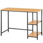 Mesa de computador para escritorio estudo com prateleiras de 2 andares Superfície grande Pernas com protetores ajustáveis Anti-derrapante 106x50x76 cm Cor Madeira — foto 1