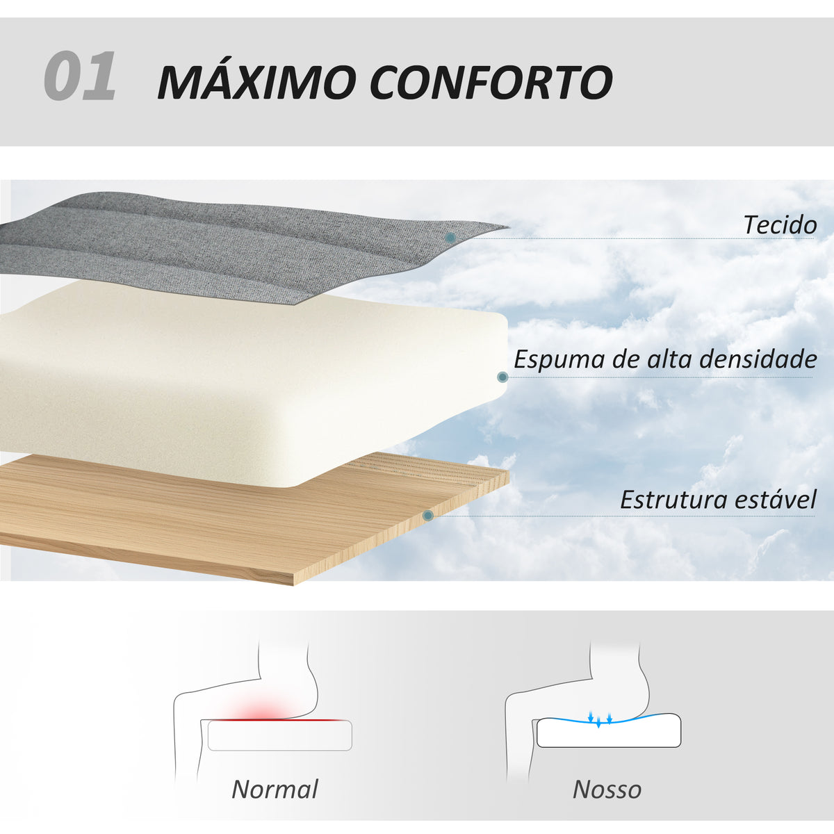 Cadeira de Escritório sem Apoio para os Braços Cadeira de Secretária Giratória com Função Basculante Altura Ajustável sem Rodas para Quarto Sala de Estar 61x64x76-86 cm Cinzento — foto 4