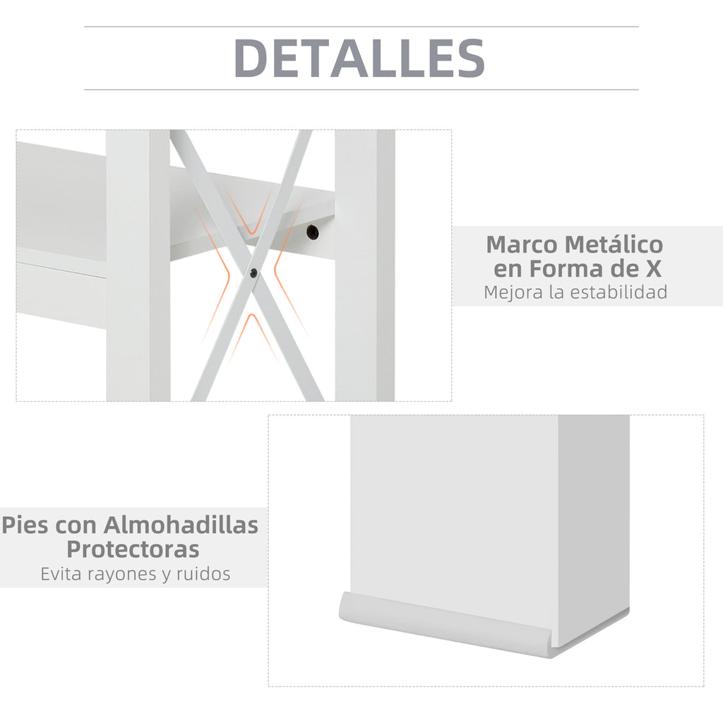 Mesa de console de estilo moderno com 2 gavetas e prateleiras inferiores 105x40x76 cm Branco — foto 5