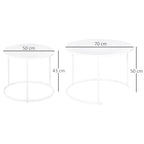 Conjunto de 2 Mesas de Centro Mesas Laterais Redondas de Metal para Sala Jardim Carga Máxima de 25 kg Φ70x50 cm Branco — foto 3