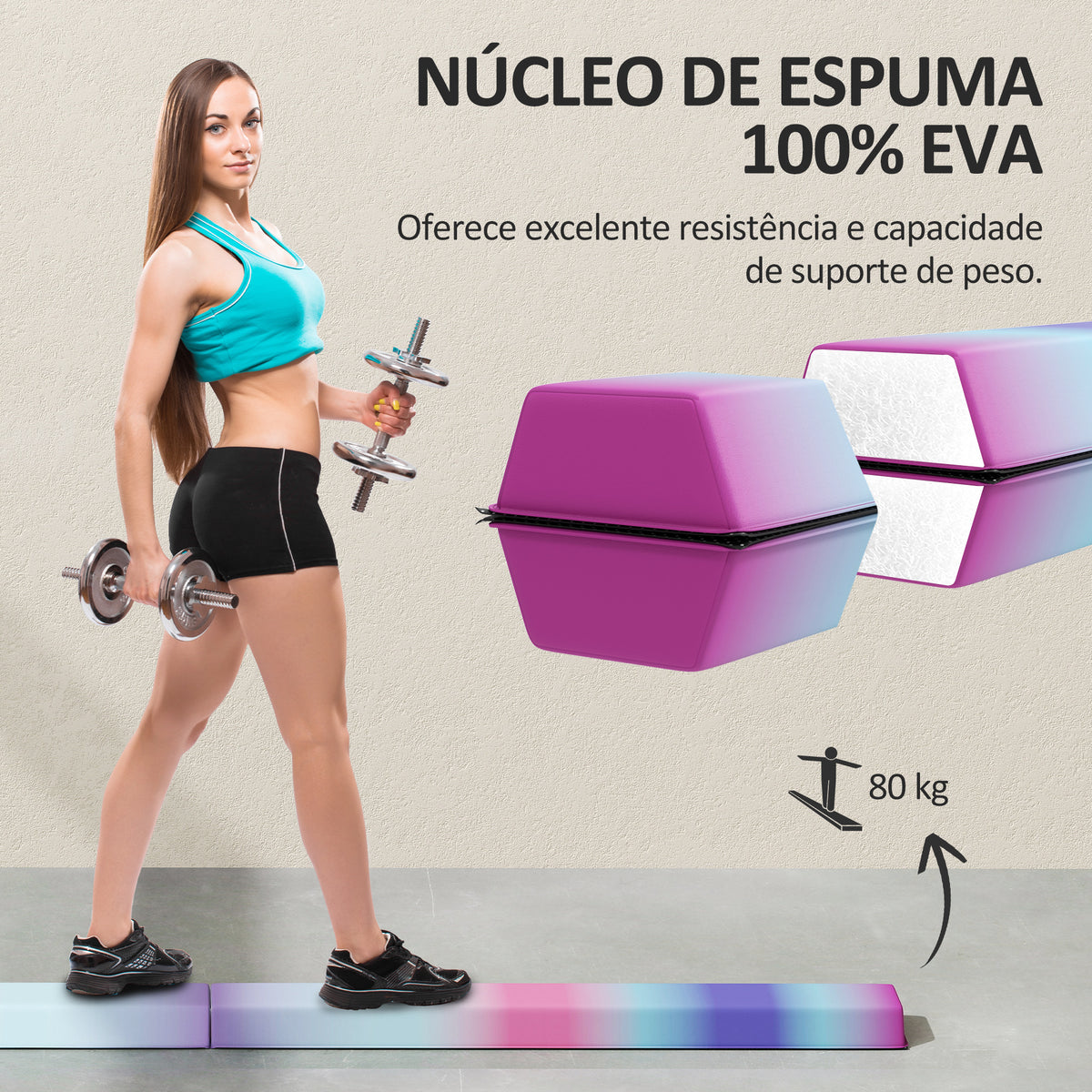 Barra de Equilíbrio de Ginástica Dobrável 236 cm Barra de Ginástica Artística com Base Antiderrapante Viga de Equilíbrio para Crianças Principiantes Ginastas Profissionais Treino em Casa — foto 5