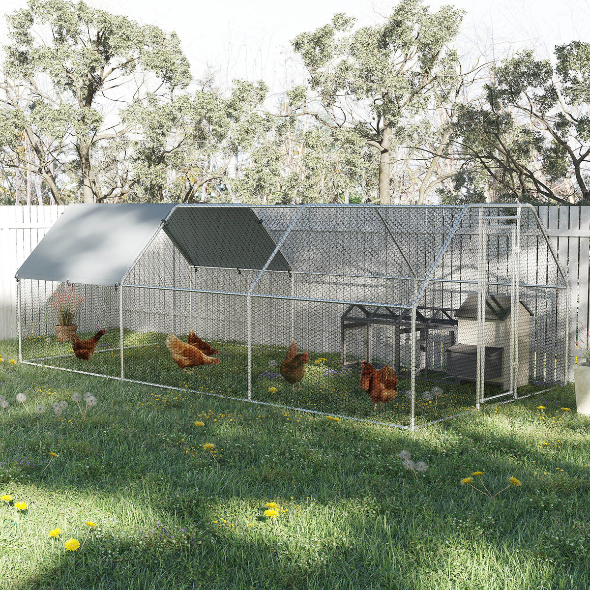 Galinheiro ao ar livre Gaiola para aves domésticas de metal galvanizado com fechadura e cobertura Oxford 280x570x195cm — foto 2