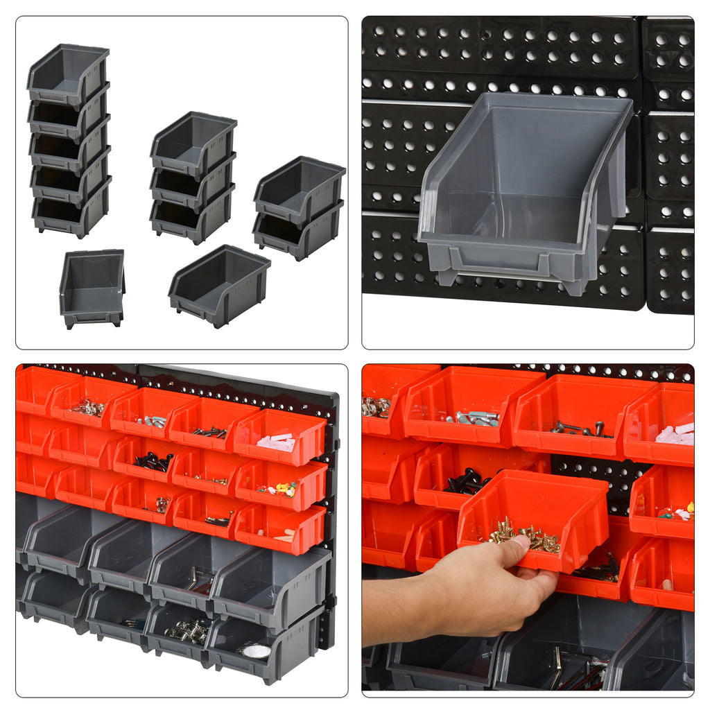 Organizador de Ferragens para Parede Armário Organizador de Ferragens com 30 Caixas de 2 Tamanhos Diferentes 37,5x18x63 cm Vermelho e Cinza — foto 7