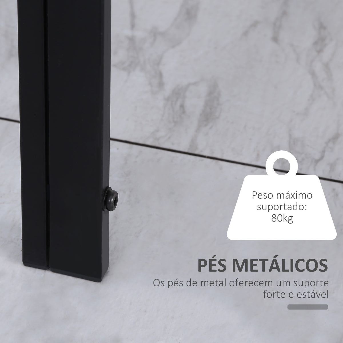 Mesa Sala de Jantar de Cristal Mesa Retangular para 4-6 pessoas com Pés de Metal Multifuncional para Cozinha 120x60x75 cm Preto — foto 5