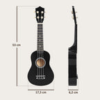 Ukelele 21 Polegadas Ukelele Soprano para Principiantes Ukelele apto para Concerto com Cordas de Nylon Material Madeira 53x17,5x6,2 cm Preto — foto 3