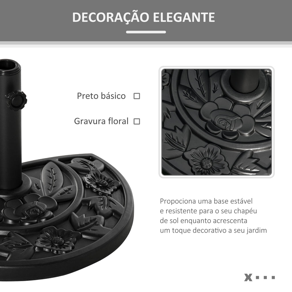 Base para Chapéu de Sol Semicircular 9 kg Base para Chapéu de Sol Apto para Mastros de 35 mm 38mm e 48 mm Preenchido dom Cimento para Varanda Pátio 50x32x32cm Preto — foto 4
