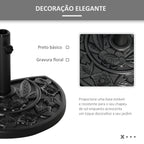 Base para Chapéu de Sol Semicircular 9 kg Base para Chapéu de Sol Apto para Mastros de 35 mm 38mm e 48 mm Preenchido dom Cimento para Varanda Pátio 50x32x32cm Preto — foto 4