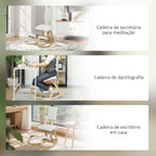 Cadeira Ergonómica de Joelhos com Encosto Almofadas Acolchoadas Estrutura de Madeira para Melhor Postura Escritório 51x84x93 cm Creme — foto 7