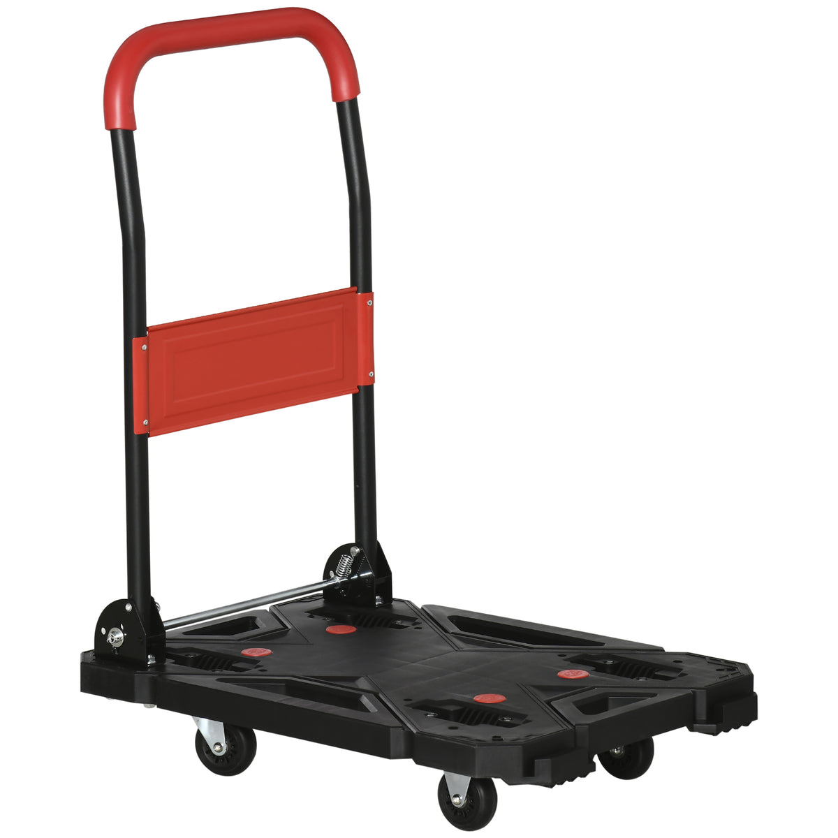 Carro de Transporte Dobrável Carro de Mão com Carga Dobrável com Rodas e Freios 70x52,5x90cm Preto e Vermelho — foto 1