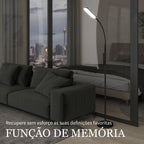 Candeeiro de Pé LED Regulável com Controlo Remoto e Tátil 5 Modos de Iluminação Temporizador de 60 Minutos Memória e Parte Inferior Giratório Flexível Ø22x175 cm Preto — foto 5