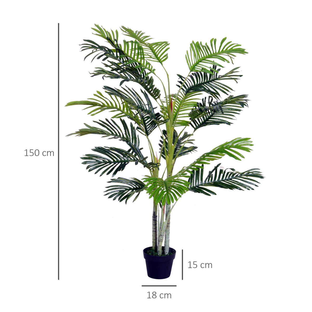 Palmeira Artificial 150cm com Aspecto Realista Planta Artificial Decorativa com Vaso Casa Varanda Jardim Verde — foto 3