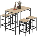 Conjunto de Mesa de Bar com 4 Bancos com Apoio para os Pés Conjunto de Móveis de 5 Peças Mesa de 100x60x88cm e Bancos de 32x32x57cm para Sala de Jantar Cozinha Preto e Carvalho — foto 1