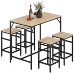 Conjunto de Mesa de Bar com 4 Bancos com Apoio para os Pés Conjunto de Móveis de 5 Peças Mesa de 100x60x88cm e Bancos de 32x32x57cm para Sala de Jantar Cozinha Preto e Carvalho — foto 1