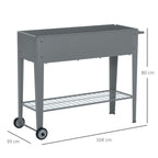 Floreira de Metal Elevada Floreira com Rodas Alça Lateral e Prateleira Inferior para Cultivo de Plantas Hortaliças Flores 104x39x80cm Cinza — foto 3