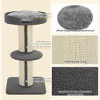 Arranhador para Gatos Altura 91 cm Arranhador para Gatos de 3 Níveis com Ninho Plataforma e Poste de Sisal 45x45x91 cm Cinza — foto 5