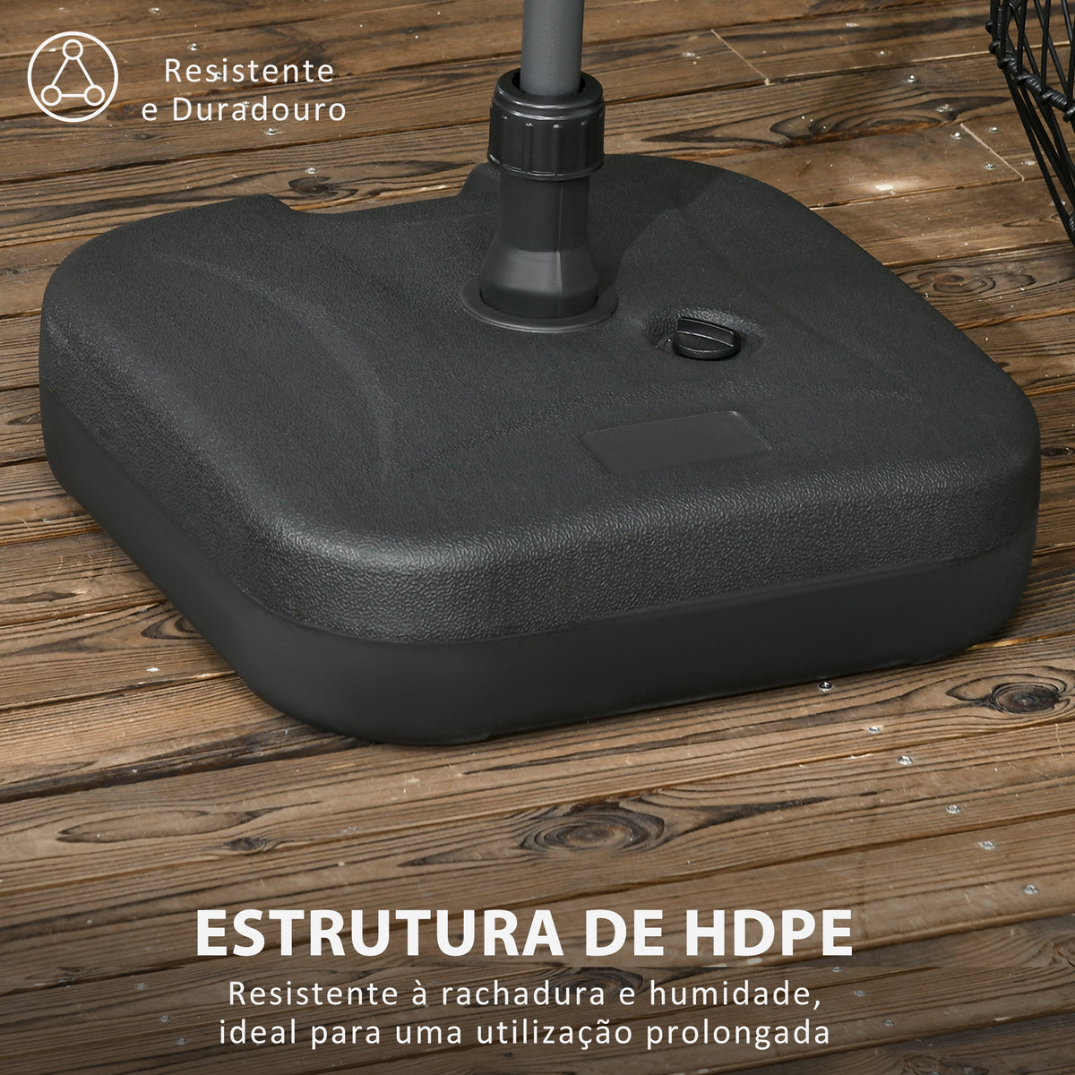 Base para Chapéu de Sol Suporte para Chapéu de Sol Recarregável com Água ou Areia HDPE 46x45x26cm Preto — foto 4