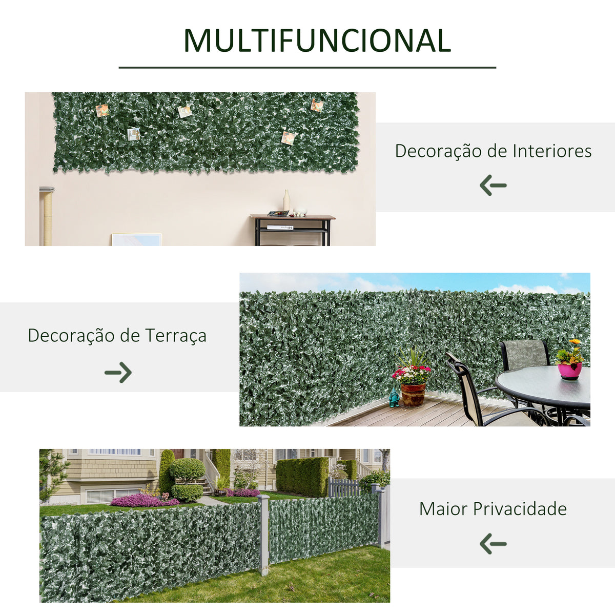 Vedação Artificial em Rolo 3,1,5m Vedação de Privacidade para Balcão Jardim Exterior Planta Decorativa de Parede PE Verde — foto 5