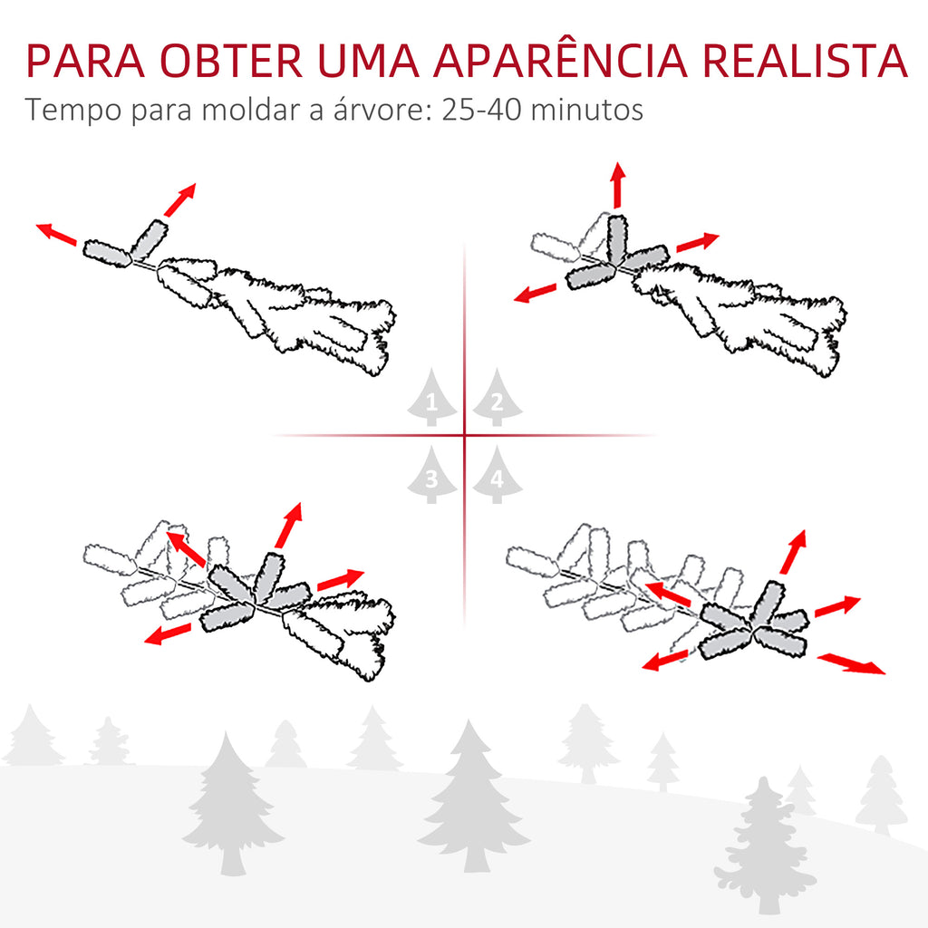 Árvore de Natal 225 cm Árvore de Natal Artificial Nevado com 738 Ramos e Suporte de Metal Árvore de Natal para Sala de Estar Verde e Branco — foto 5