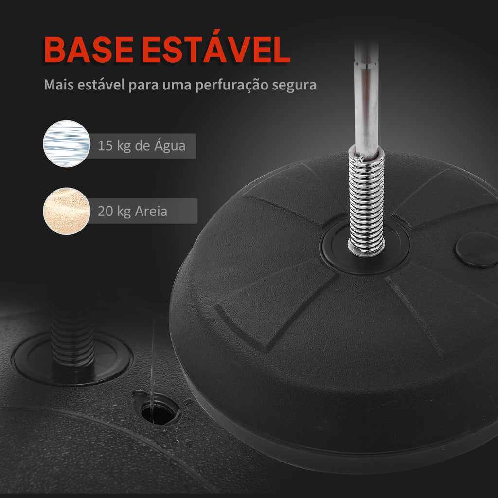 Punching Ball de Boxe com Altura Ajustável de 4 Níveis Base Recarregável com Água ou Areia e Luvas para Adolescentes Ø43x125-145 cm Vermelho e Preto — foto 8