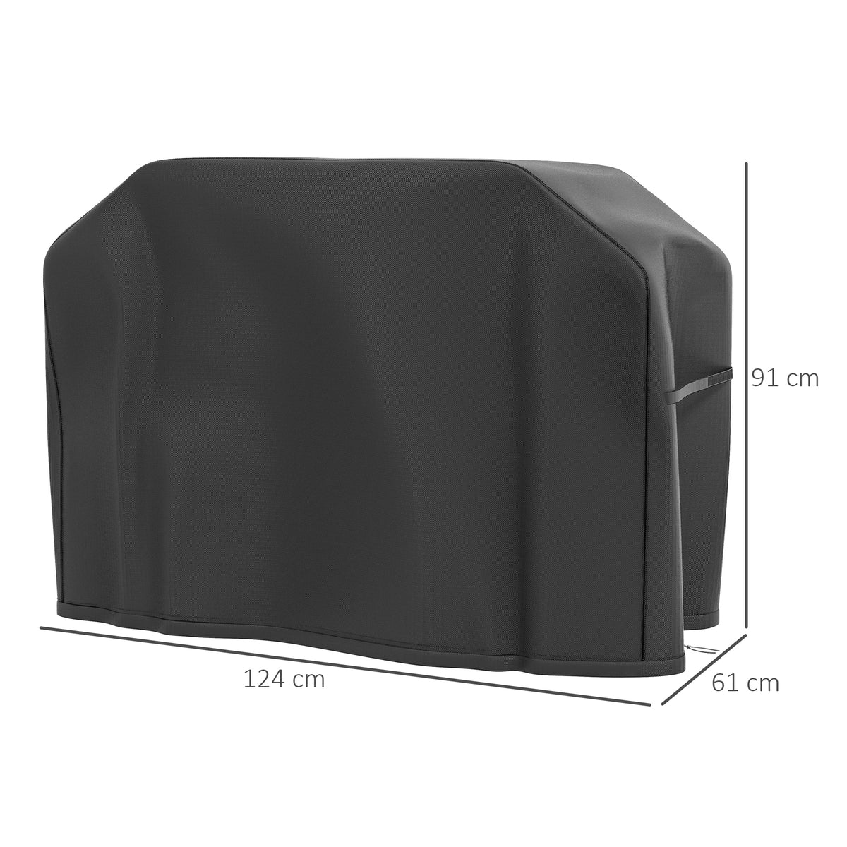 Capa para Churrasqueira Retangular em Tecido Oxford 420D Anti-UV Impermeável Antipó com Cordão 124x61x91 cm Preto — foto 3