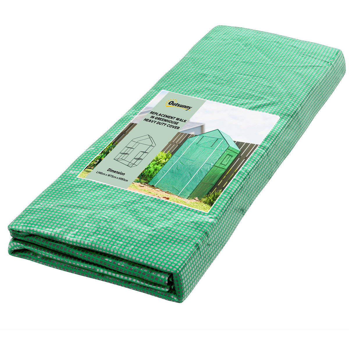 Cobertura para Estufa 140x73x190 cm Cobertura de Substituição para Estufa com Janela, Porta com Fecho Éclair, Anti-UV, Proteção de Plantas para Jardim, Verde — foto 1