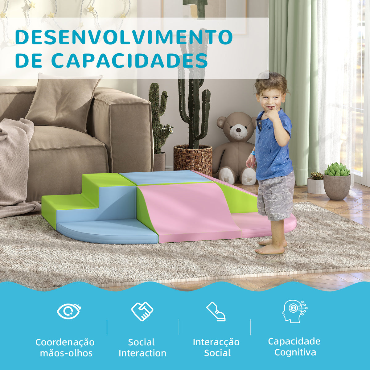 Conjunto de 6 Blocos de Espuma para Crianças 1-3 Anos Grandes Blocos de Construção Brinquedo Educativo para Escalar e Rastejar Multicolor — foto 4