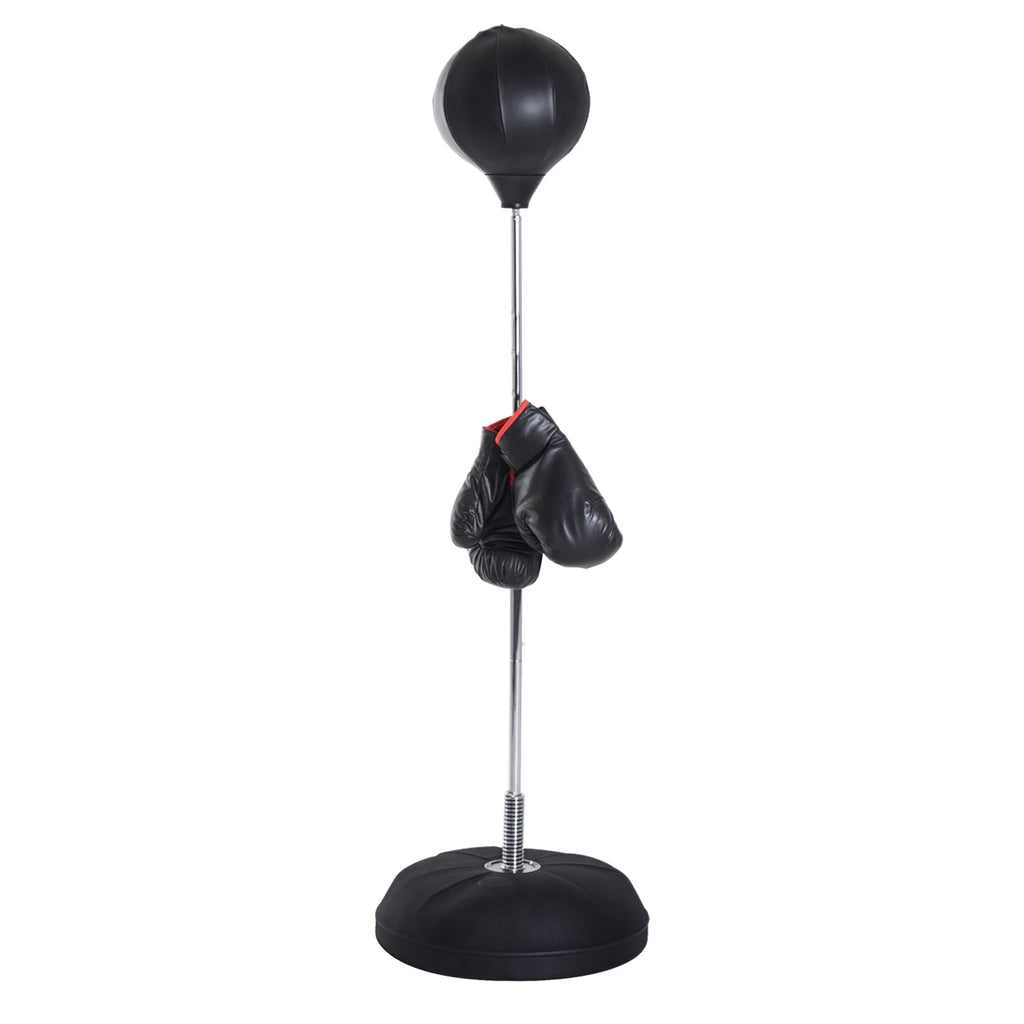 Saco de Boxe de Pé Punching Ball com Altura Ajustável em 4 Níveis 126-144 cm Base Preenchível e Luvas de Boxe para Adultos e Adolescentes Preto — foto 1