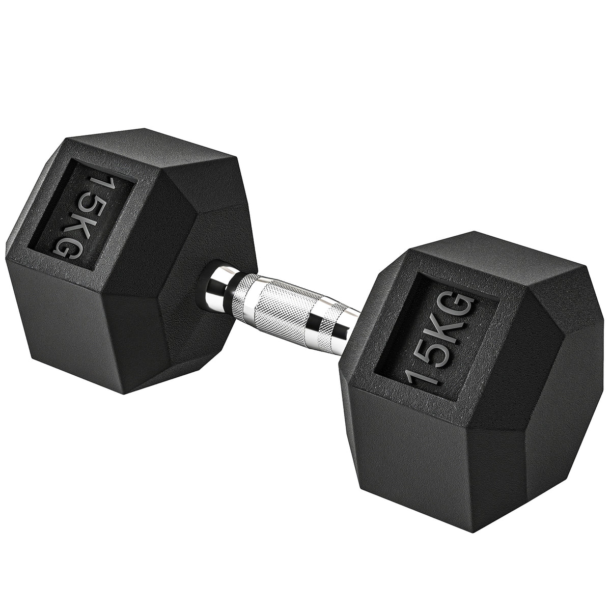 Haltere Hexagonal 15 kg Haltere com Barra de Conexão Metálica para treino em Casa Ginásio Escritório Preto e Prata — foto 1
