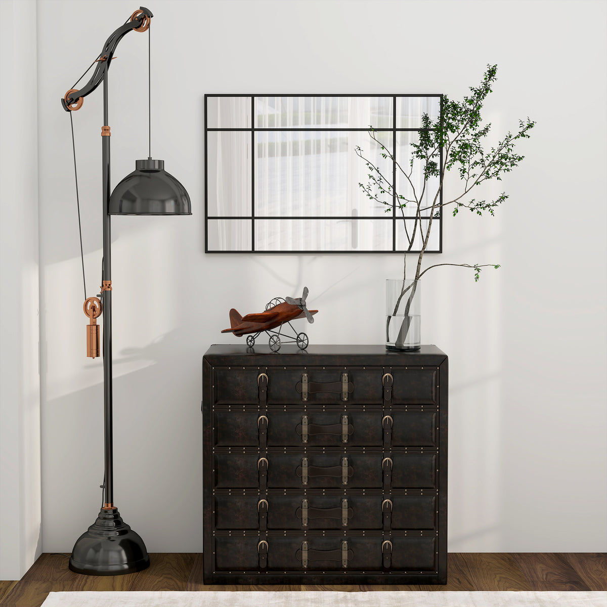 Espelho de Parede Retangular Espelho Estilo Janela 90x60 cm com Moldura de Metal Espelho Decorativo para Sala Quarto Entrada Preto — foto 8