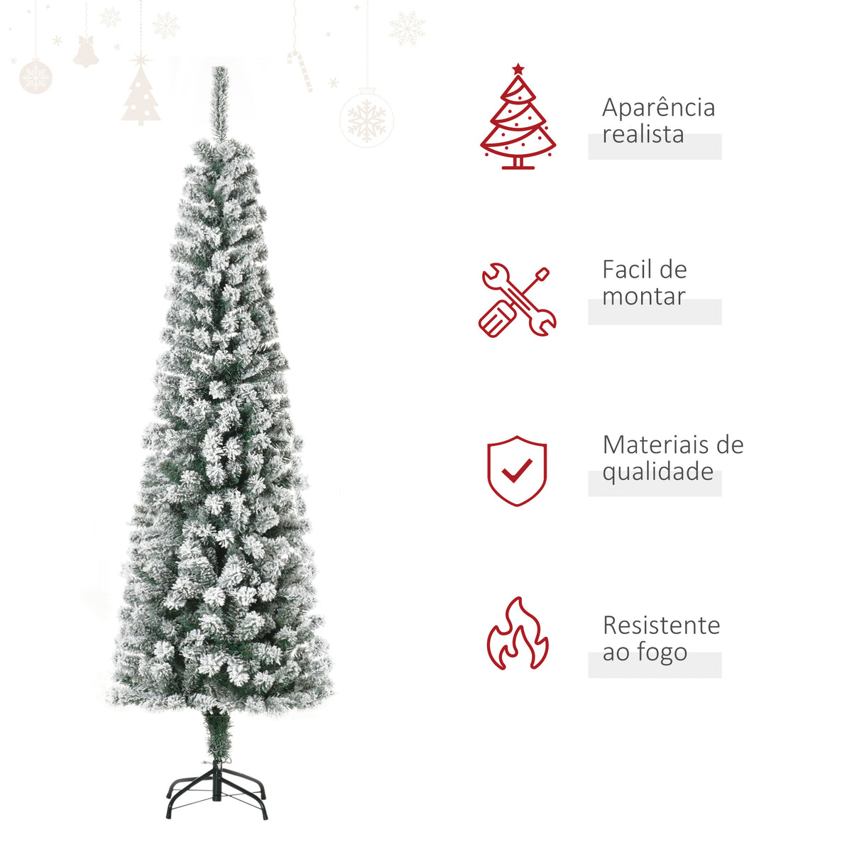Árvore de Natal 180 cm Árvore de Natal Artificial Nevado com 492 Ramos e Suporte de Metal Árvore de Natal para Sala de Estar Verde e Branco — foto 4