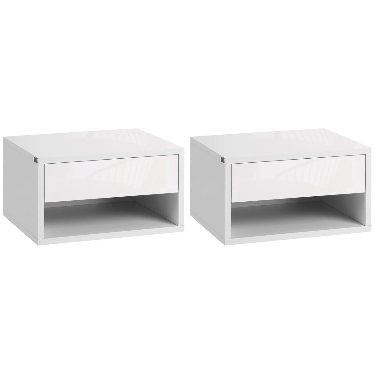 Conjunto de 2 Mesas de Cabeceira Flutuantes Mesas de Cabeceira com Gaveta para Dormitório 37x32x21 cm Branco — foto 1