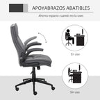 Cadeira de escritório ergonômica 360 ° giratória com função de inclinação Apoios de braço acolchoados e ajustáveis ​​em altura para casa e escritório 67x70x108-118 cm Cinza — foto 7