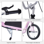 Trotinete com 2 Rodas de 16 Polegadas Trotinete para Crianças com Altura Ajustável e Freio 143x58x92-100 cm Rosa — foto 5