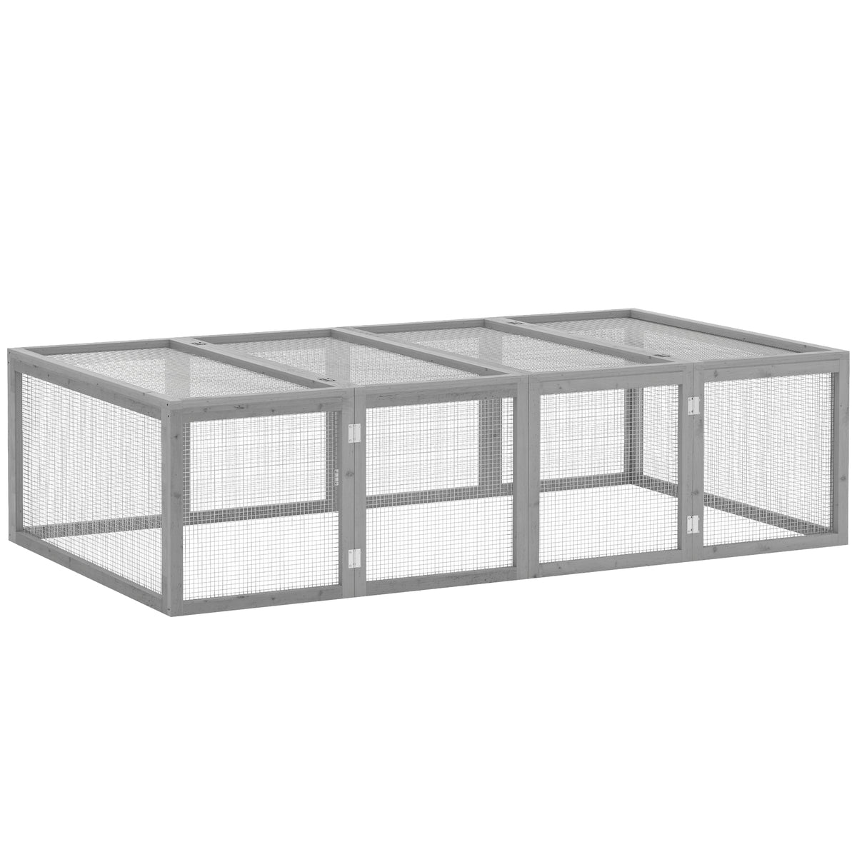 Abrigo para pequenos animais, recinto ao ar livre, recinto de exercício, gaiola com porta, abrigo para porquinhos-da-índia, recinto de passeio, casa para pequenos animais em madeira de abeto, 181 x 100 x 48 cm, Cinza — foto 1