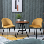 Conjunto de 2 Cadeiras de Sala de Jantar com Asento e Encosto Acolchoados Estofadas em Veludo Suave Desenho Moderno Carga Máxima 90 kg 49x50x77 cm Caramelo — foto 2