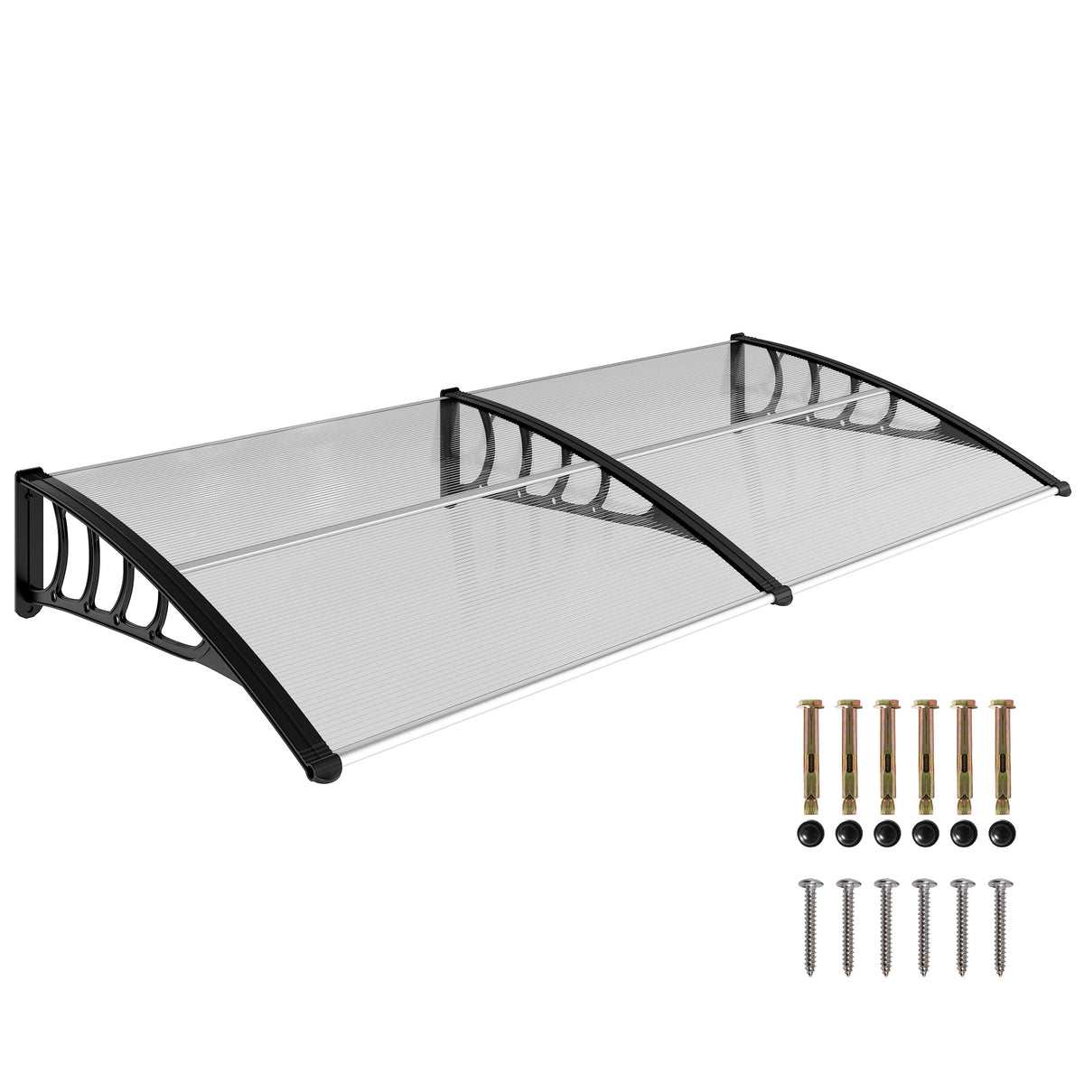 Marquise Exterior para Portas e Janelas, 200x96 cm, Toldo de Proteção contra Sol e Chuva, com Cobertura de Policarbonato, Barras de Alumínio, Transparente — foto 1