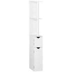 Coluna Casa de Banho com 2 Portas e 2 Prateleiras Abertas Armário Alto para Casa de Banho Sala de Estar Dormitório Estilo Moderno 15,2x29,8x118cm Branco — foto 1