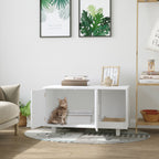 Móvel Caixa de Areia para Gatos com Porta com Arranhador Caixa de Areia para Gatos de Interior 91x52x50,5 cm Branco — foto 2