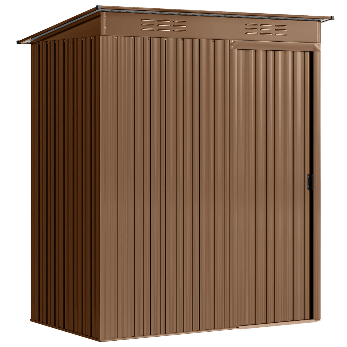 Casinha de Jardim em Metal com Entradas de Ar e Porta Deslizante 159x106x181 cm Castanho — foto 1