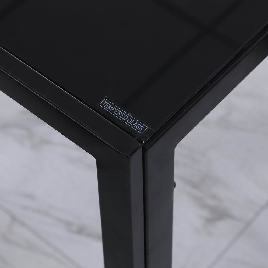 Mesa Sala de Jantar de Cristal Mesa Retangular para 4-6 pessoas com Pés de Metal Multifuncional para Cozinha 120x60x75 cm Preto — foto 8